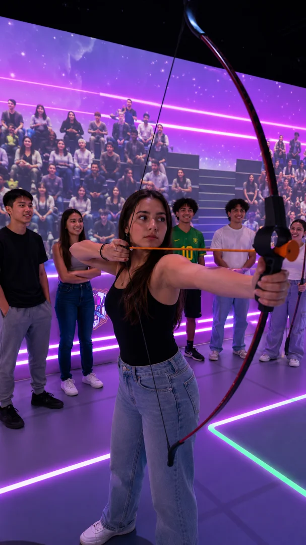 Participante apuntando con un arco durante una prueba de las Olimpiadas