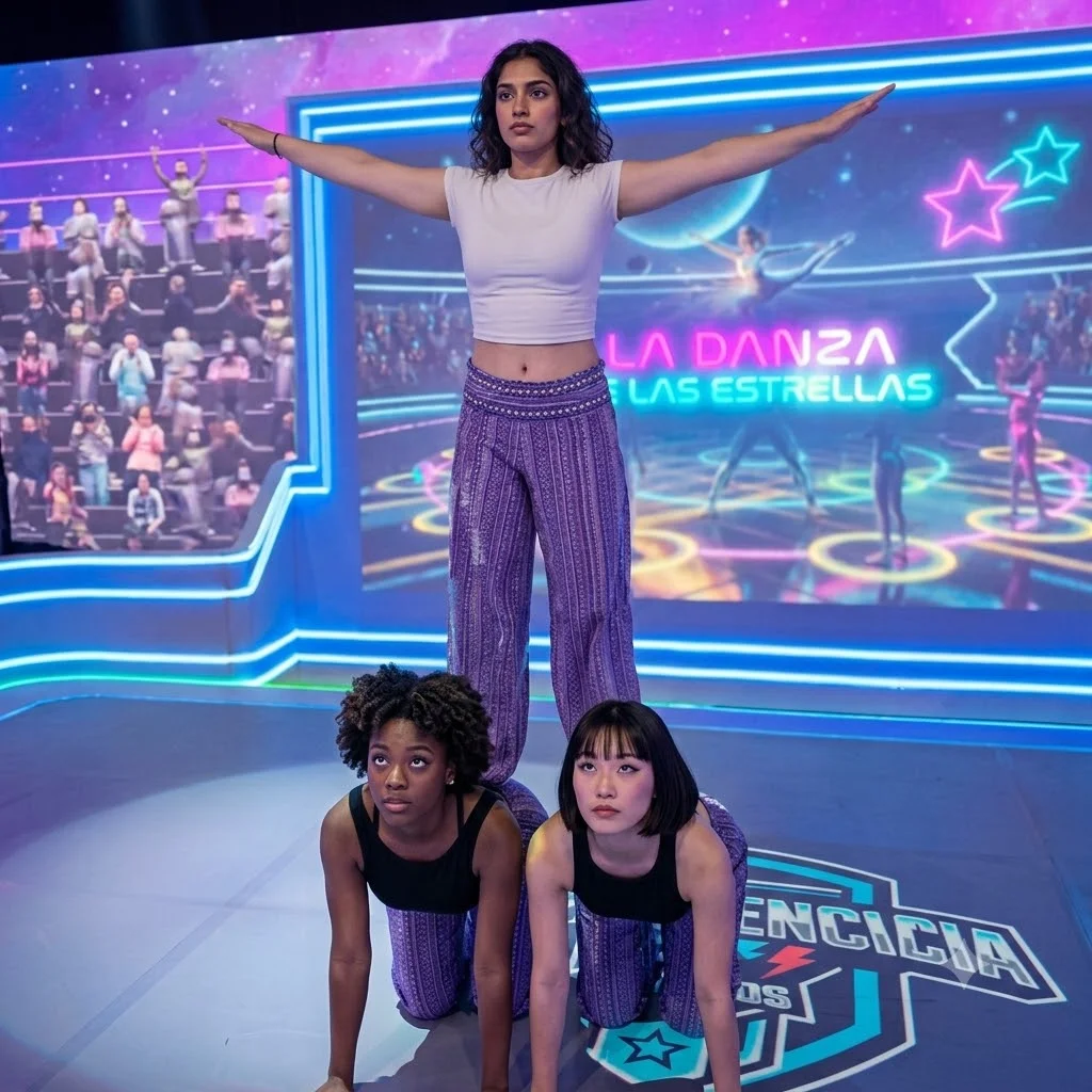 Participantes formando una figura de equilibrio en equipo