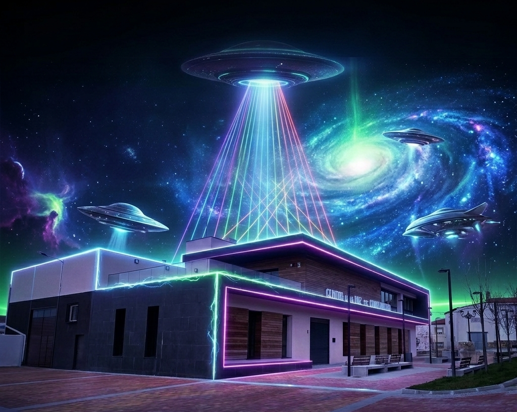 Recreación del Centro de la Luz y el Conocimiento de Belinchón convertido en un escenario intergaláctico